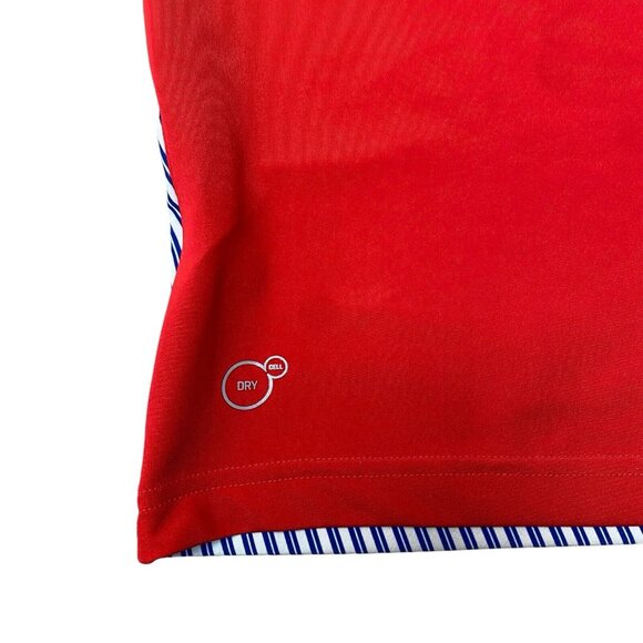 PumaDry Cell Golf Polo Mens Medium Performance PWRCool Red Blue Striped - Picture 5 of 7